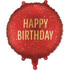 Palloncino Rosso con scritta HAPPY BIRTHDAY oro - pallone in foil mylar 45cm