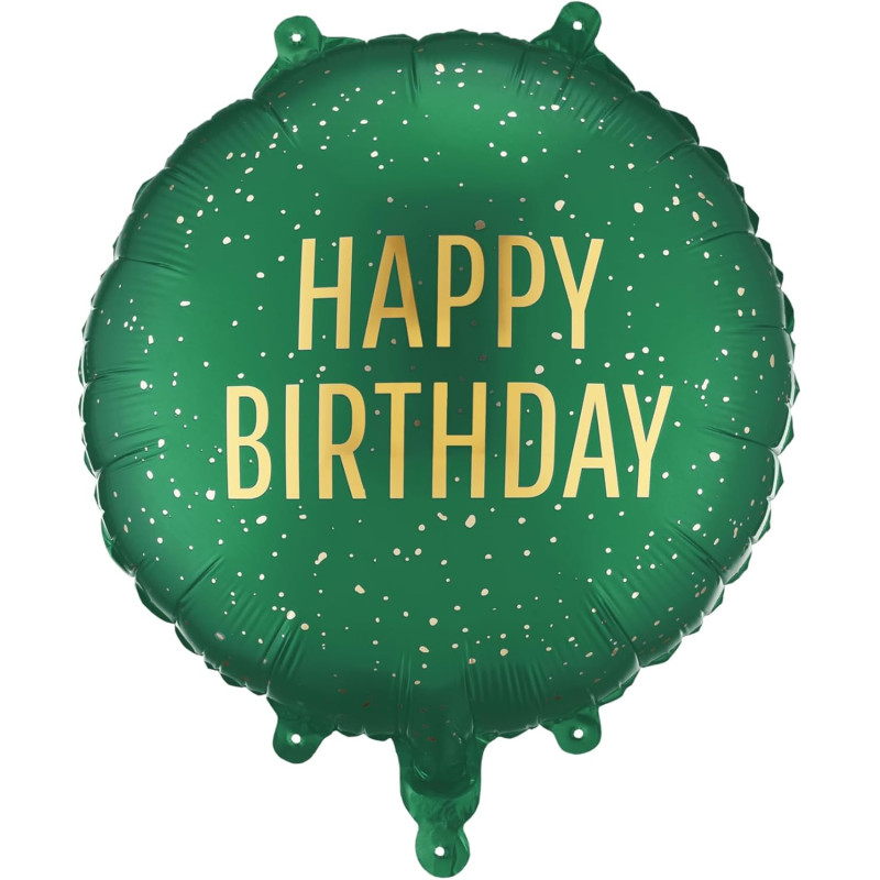 Palloncino Verde con scritta HAPPY BIRTHDAY oro - pallone in foil mylar 45cm