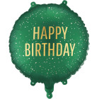 Palloncino Verde con scritta HAPPY BIRTHDAY oro - pallone in foil mylar 45cm