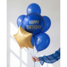Palloncino Blu con scritta HAPPY BIRTHDAY oro - pallone in foil mylar 45cm