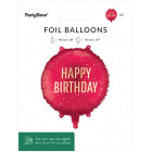 Palloncino Rosso con scritta HAPPY BIRTHDAY oro - pallone in foil mylar 45cm