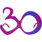 Occhiali a forma di numero 30 colore fucsia blu