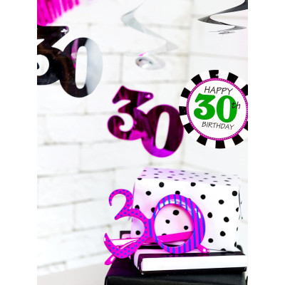 Occhiali a forma di numero 30 colore fucsia blu