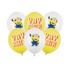 set 6 Palloncini MINIONS in LATTICE giallo e bianco 30 cm