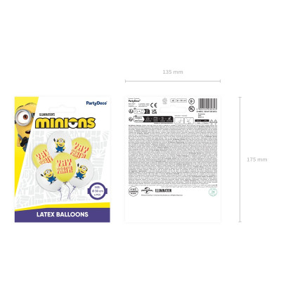 set 6 Palloncini MINIONS in LATTICE giallo e bianco 30 cm