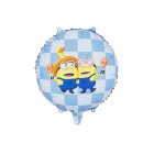 Pallone PALLONCINO in foil MYLAR MINIONS con fondo scacchi celeste 35X35 cm