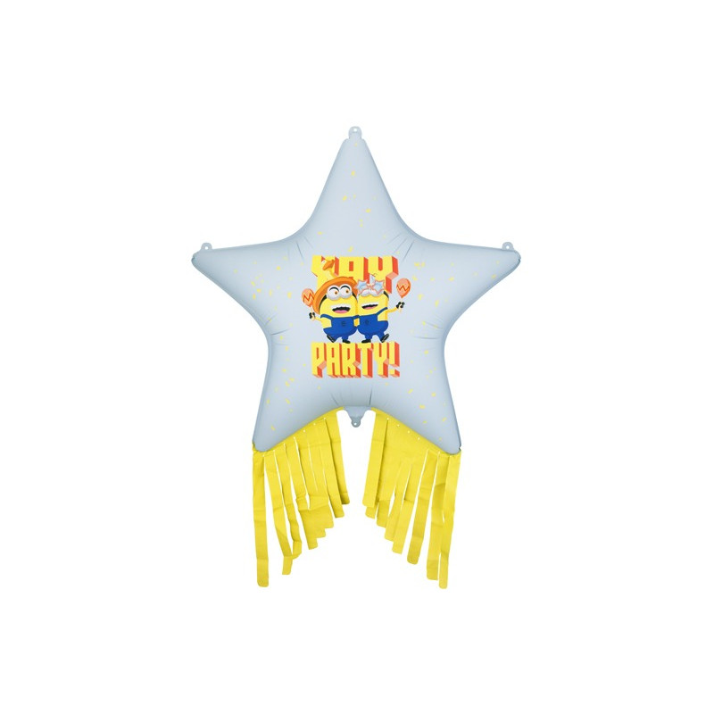 Pallone PALLONCINO in foil MYLAR MINIONS stella con frange 72X72 cm