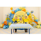 Pallone PALLONCINO in foil MYLAR MINIONS con fondo scacchi celeste 35X35 cm