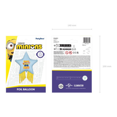 Pallone PALLONCINO in foil MYLAR MINIONS stella con frange 72X72 cm
