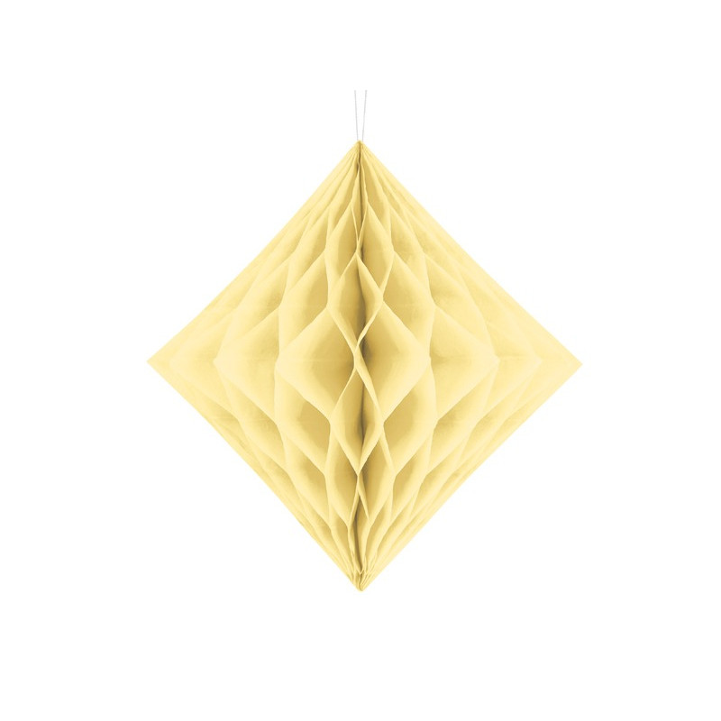 Decorazione SFERA CREMA carta frufru forma di rombo diamante - 20cm