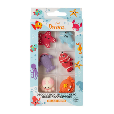 Soggetti ANIMALI MARINI - Decorazione in zucchero per Dolci - 4 cm circa