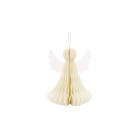 1 ANGELO DECORATIVO  in carta avorio con glitter oro-  nido d'ape - altezza  24 cm - addobbo casa