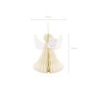 1 ANGELO DECORATIVO  in carta avorio con glitter oro-  nido d'ape - altezza  24 cm - addobbo casa