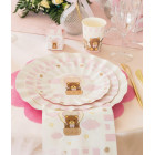 Kit coordinato tavola festa THUN teddy friend Rosa orsetto - piatti bicchieri tovaglioli