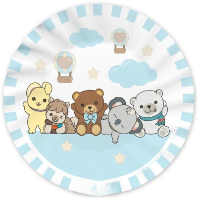 Kit coordinato tavola festa THUN teddy friend Celeste orsetto - piatti bicchieri tovaglioli