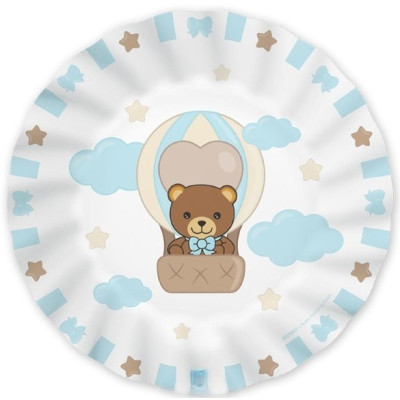 Kit coordinato tavola festa THUN teddy friend Celeste orsetto - piatti bicchieri tovaglioli