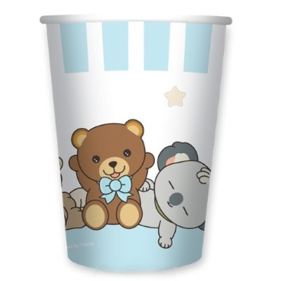 Kit coordinato tavola festa THUN teddy friend Celeste orsetto - piatti bicchieri tovaglioli