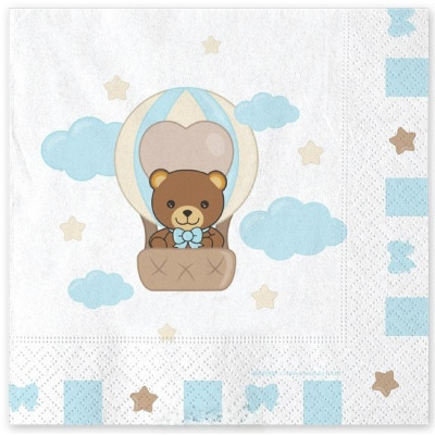 Kit coordinato tavola festa THUN teddy friend Celeste orsetto - piatti bicchieri tovaglioli
