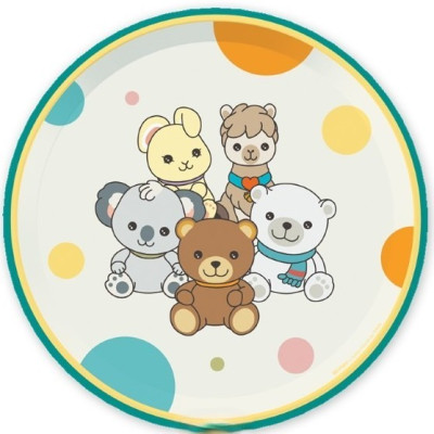 Kit coordinato tavola festa THUN teddy friend verde orsetto - piatti bicchieri tovaglioli