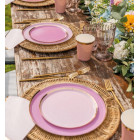 Kit coordinato tavola festa RUSTIC PEONY variante rosa - piatti bicchieri tovaglioli