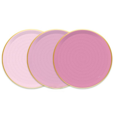 Kit coordinato tavola festa RUSTIC PEONY variante rosa - piatti bicchieri tovaglioli