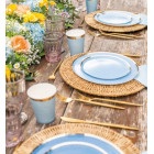 Kit coordinato tavola festa RUSTIC OCEAN variante AZZURRO - piatti bicchieri tovaglioli