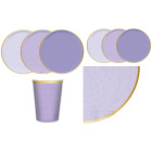 Kit coordinato tavola festa RUSTIC AMETISTA variante lilla - piatti bicchieri tovaglioli