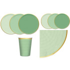 Kit coordinato tavola festa RUSTIC BOTANIC variante VERDE - piatti bicchieri tovaglioli