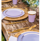 Kit coordinato tavola festa RUSTIC AMETISTA variante lilla - piatti bicchieri tovaglioli
