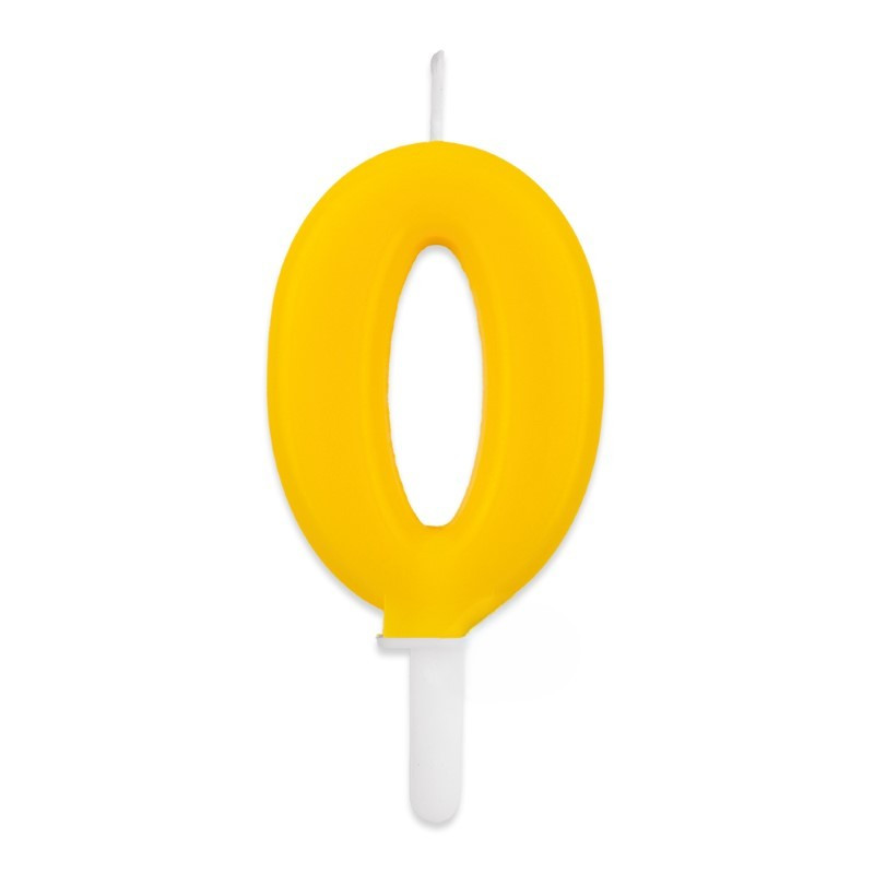 CANDELA numero 0 Zero GIALLO - Tiny Plump - candelina in cera per torta