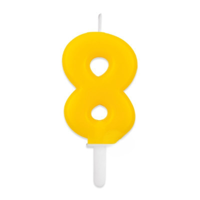 CANDELA numero 8 Otto GIALLO - Tiny Plump - candelina in cera per torta