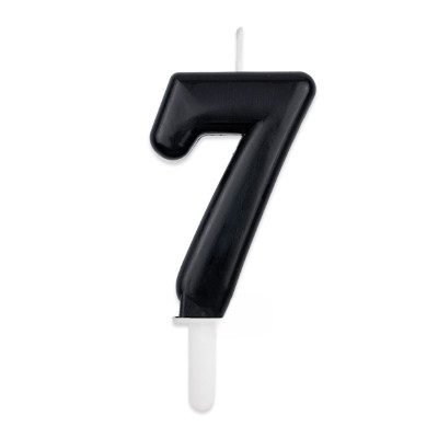 CANDELA numero 7 Sette NERO - Tiny Plump - candelina in cera per torta