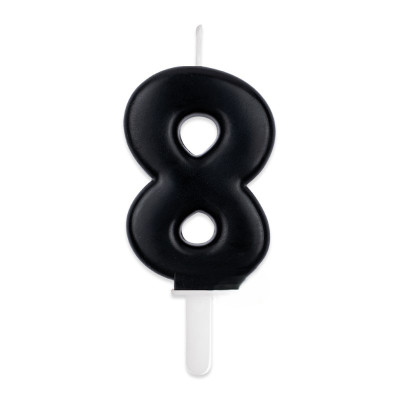 CANDELA numero 8 Otto NERO - Tiny Plump - candelina in cera per torta