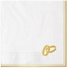 16 Tovaglioli in carta bianco con FEDI e bordo oro LUCIDO - 25x25cm - 2 veli