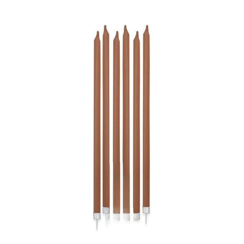 12 Candele MOKA Mezzo Stelo Matita - candeline in cera per torte e dolci H15cm