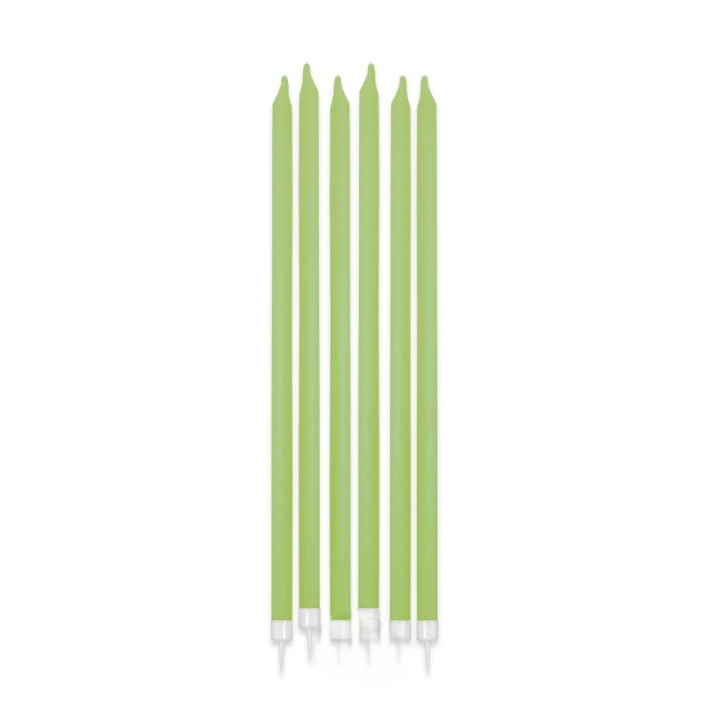 12 Candele VERDE OLIVA Mezzo Stelo Matita - candeline in cera per torte e dolci H15cm