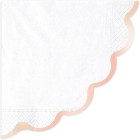 16 Tovaglioli in carta - Bianchi con bordo ROSA  PERLATO smerlato - 33 cm