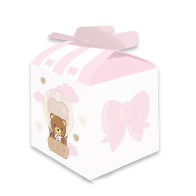 10 Scatoline in carta portaconfetti - ORSETTO rosa THUN - 5x7x5cm