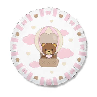 Palloncino in Mylar orsetto ROSA Teddy Friends by Thun - gonfiabile ad elio o aria 45 cm