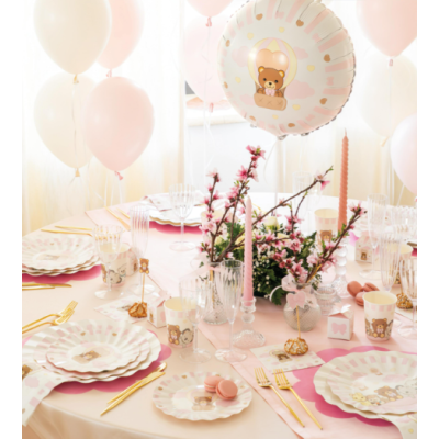 Palloncino in Mylar orsetto ROSA Teddy Friends by Thun - gonfiabile ad elio o aria 45 cm
