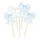 Set 5 mini Cake Topper in carta Benvenuto e Fiocchi Celeste - decorazione torte dolci