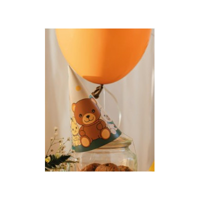 6 cappelli CAPPELLINI Orsetto Teddy Friends by THUN - coni in carta per feste BAMBINI e adulti