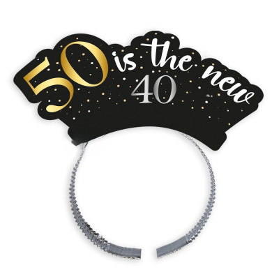 4 Frontini CERCHIETTI in Carta 50 is the new 40 - gadget festa 40 anni - Nero e Oro