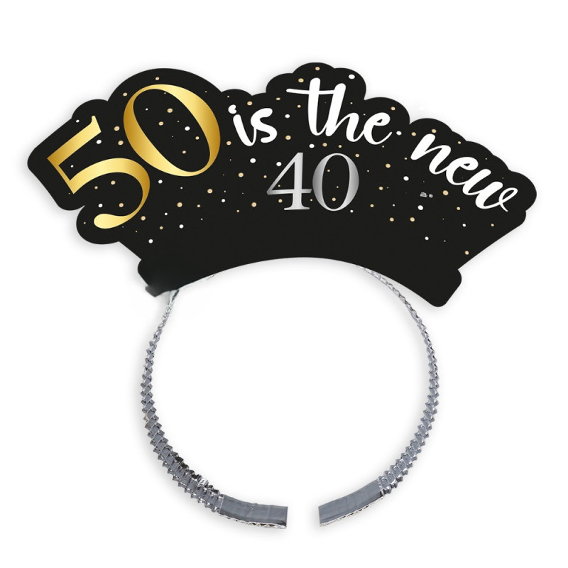 4 Frontini CERCHIETTI in Carta 50 is the new 40 - gadget festa 40 anni - Nero e Oro