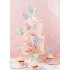 Set 9 mini Cake Topper in carta FARFALLE bordo oro - decorazione torte dolci
