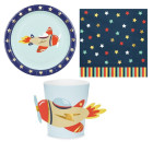 Coordinato tavola AEROPLANO feste bambini piatti cover bicchieri tovaglioli