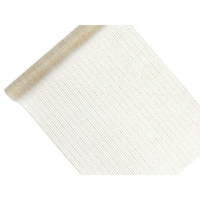 RUNNER organza bianca con righe oro - 48cm x 9m
