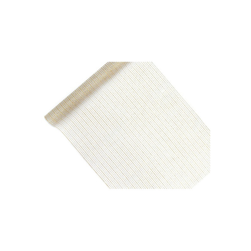 RUNNER organza bianca con righe oro - 48cm x 9m
