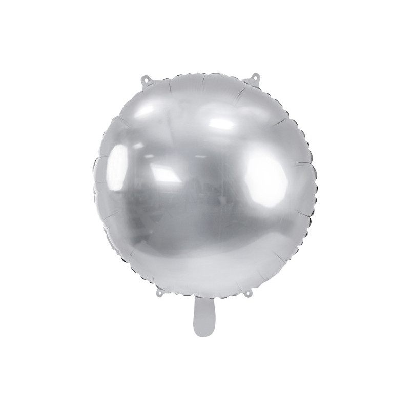 Pallone palloncino Tondo ARGENTO in foil Mylar - gonfiabile ad aria o elio 80 cm