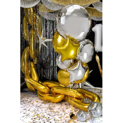 Pallone palloncino Tondo ARGENTO in foil Mylar - gonfiabile ad aria o elio 80 cm